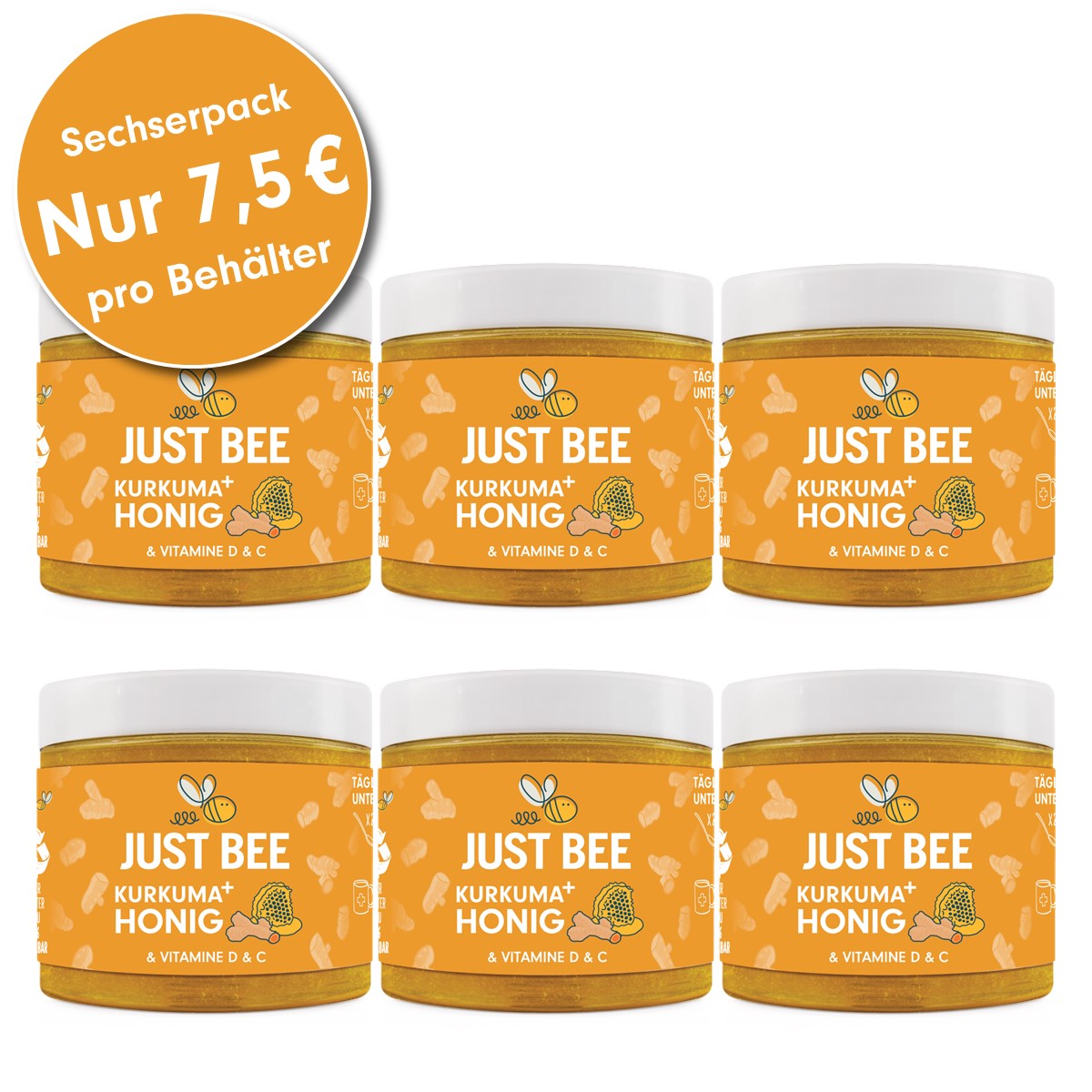 Kurkuma+ Honig mit Kurkuma, Vitaminen D & C Großpackung (6x260g)